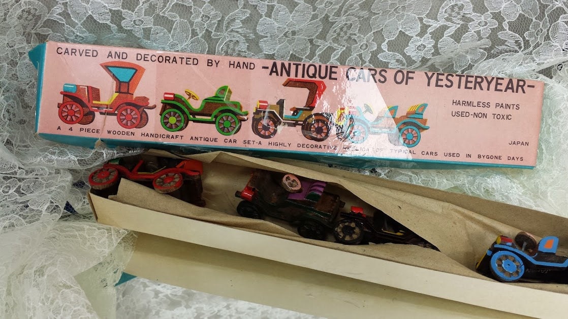 Adorable Little Wooden Antique Car Set2 | Etsy
