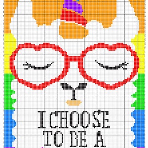 Puede incluir: Un unicornio blanco con un cuerno arcoíris y gafas en forma de corazón. El unicornio tiene una pequeña planta que crece de su cabeza. El texto "I CHOOSE TO BE A UNICORN" está escrito debajo del unicornio.