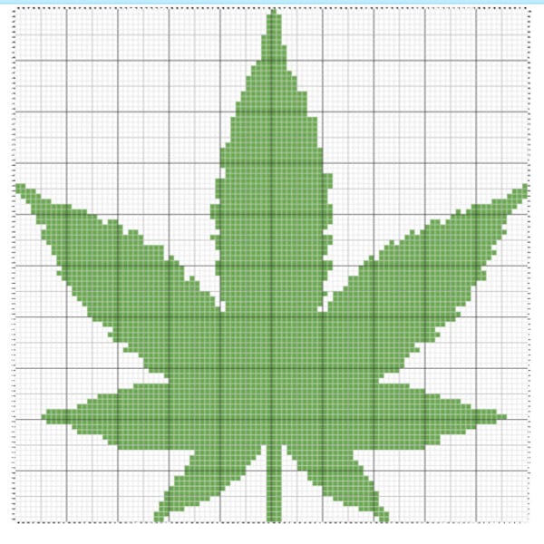 Marijuana leaf pot leaf graph C2C, corner to corner crochet