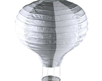 Striped Hot Air Balloon Paper Hanging Decor, Silver, 15-Inch