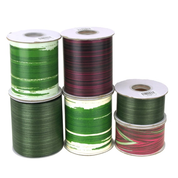 Waterproof Ti Leaf Variegated Ribbon Floral Accents, 50 Yards 