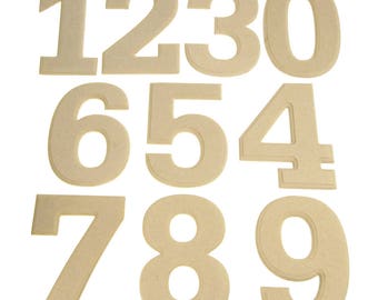 Beveled Wooden Numbers, Natural, 6-Inch