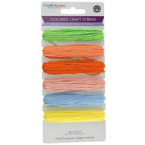 Colored Craft Thread String, Pastel, 29-1/2-Feet