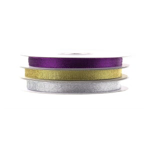 Nylon Metallic Taffeta Ribbon, 3/8-inch, 25-yard