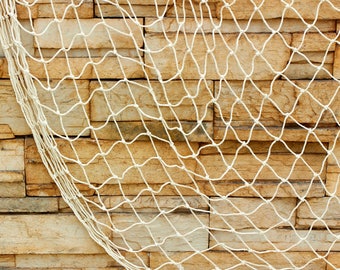 3x5 Decorative Fishing Net W/ Shells & Cork Floats off White Fish