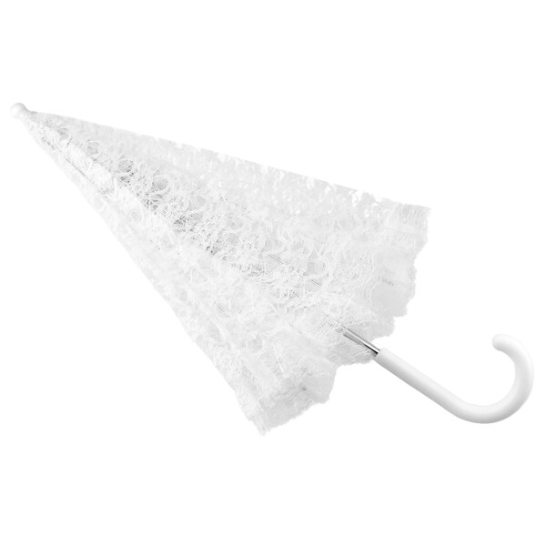 White Lace Parasol Umbrella, 30-inch Diameter, 23-inch Length