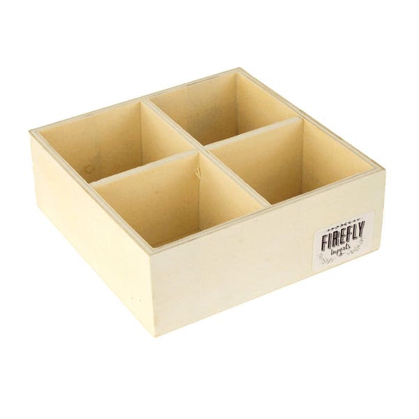 Desk Caddy 4-Compartment Wooden Box, 5-1/4-Inch