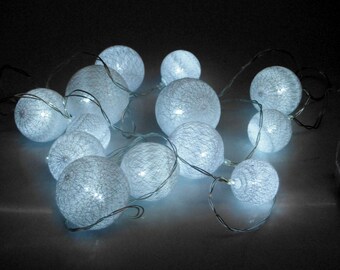 LED String Ball Lights, 13-LED, White, 9-Feet