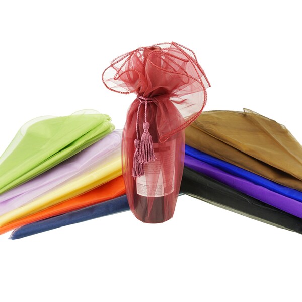 Organza Wine Wrap with Tassel Cord, 28-inch, 6-Piece