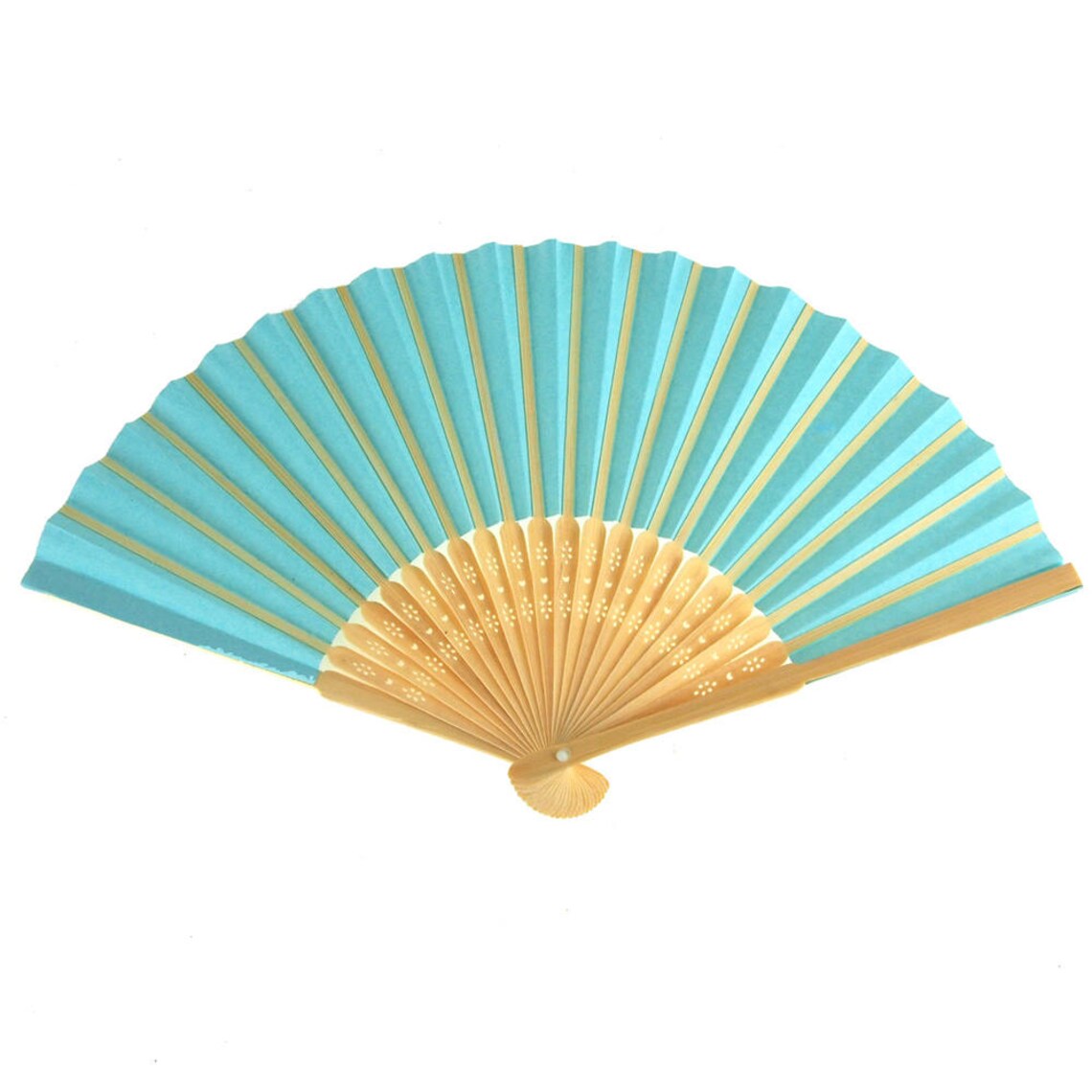 Paper Folding Hand Fan W/ Wooden Handle 8inch Etsy