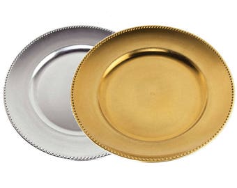 Metallic Round Charger Plate Beaded Edge, 13-Inch, 1-Count