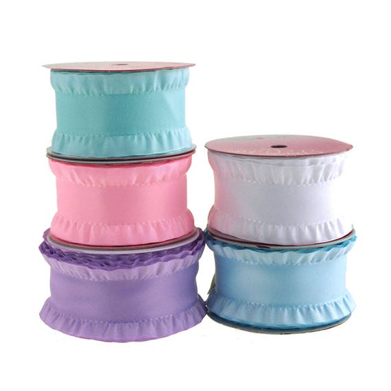 Double Ruffled Satin Ribbon, 1-1/2-inch, 3-yard 