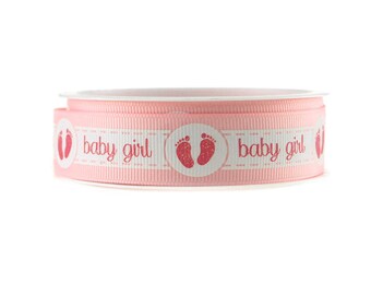 Baby Footprint Satin Ribbon - 1.5 Inch Wide 3 Yard Length Pastel Baby Shower Decoration