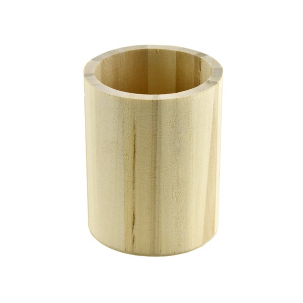 DIY Wooden Craft Stationary Cylinder Container, 4-inch