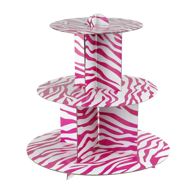 Spiral Zebra Cardboard Cupcake Stand, 3 Tier, 12-Inch image 3