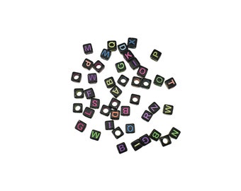 Rainbow Letter Alphabet Beads, 1/4-Inch, 300-Pieces, Black