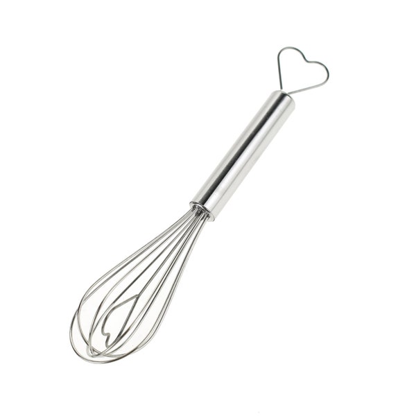 Mini Favor Heart Metal Whisk, Silver, 6-1/2-Inch