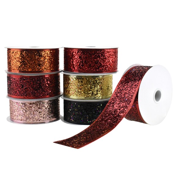 2 1/2 Inches Metallic Weave Wired Ribbon by 10 yards