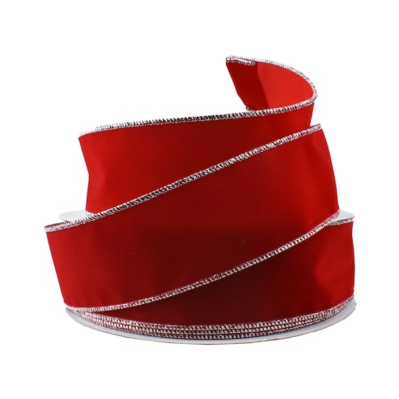 Red - Organza Ribbon Thick Wire Edge 25 Yards - ( W: 1-1/2 inch | L: 25 Yards )