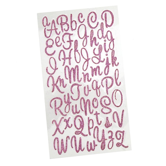 Pink Letters Glitter Stickers