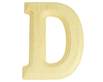 Pine Wood Beveled Wooden Letter D, Natural, 5-13/16-Inch