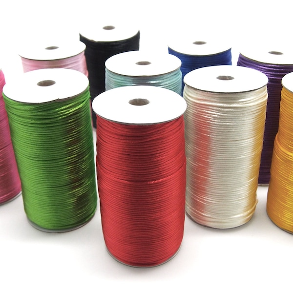 Satin Rat Tail Cord Ribbon Chinese Knot, 2mm, 200 Yards