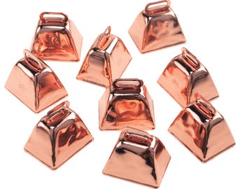 Small Metal Cowbells, Rose Gold, 1-1/2-inch, 9-count