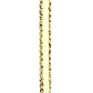 May include: A close-up of a gold trim ribbon with a white center.