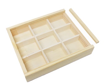 Natural Wood DIY 9-Window Keepsake Box, 6-Inch