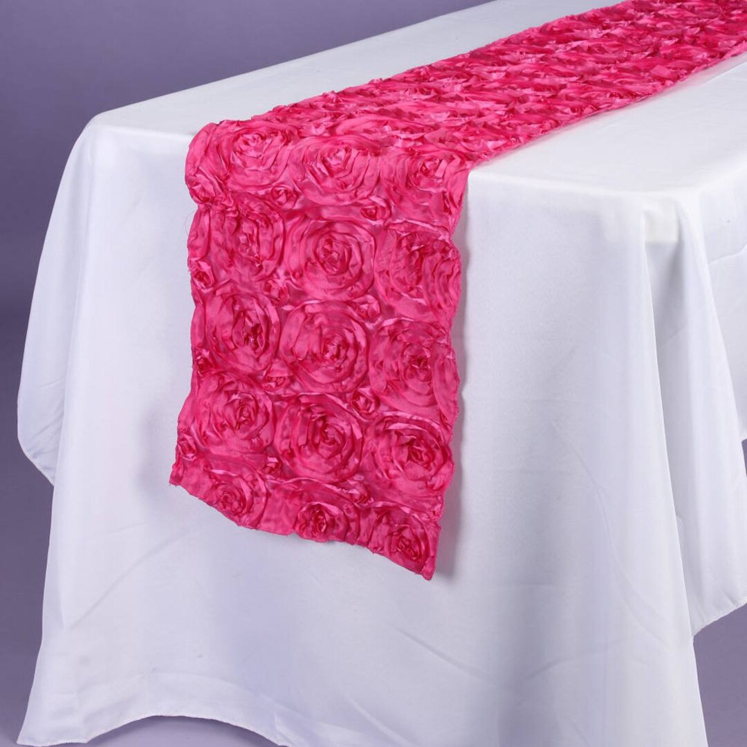 Satin Rosette Table Runner With Serged Edge, 14inch X 108inch Etsy