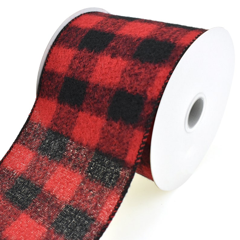 Brushed Buffalo Plaid Wired Ribbon 4-inch 10-yard | Etsy