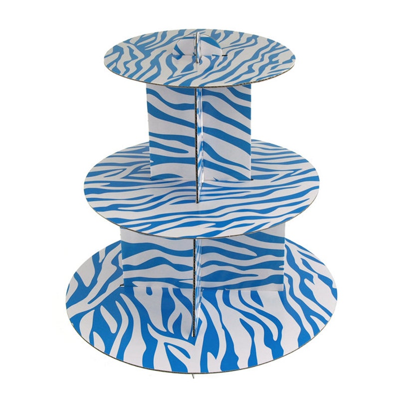 Spiral Zebra Cardboard Cupcake Stand, 3 Tier, 12-Inch image 2