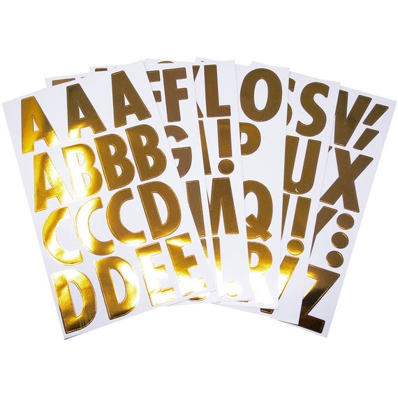 Big Font Metallic Alphabet Letter Stickers Caps 3-inch 