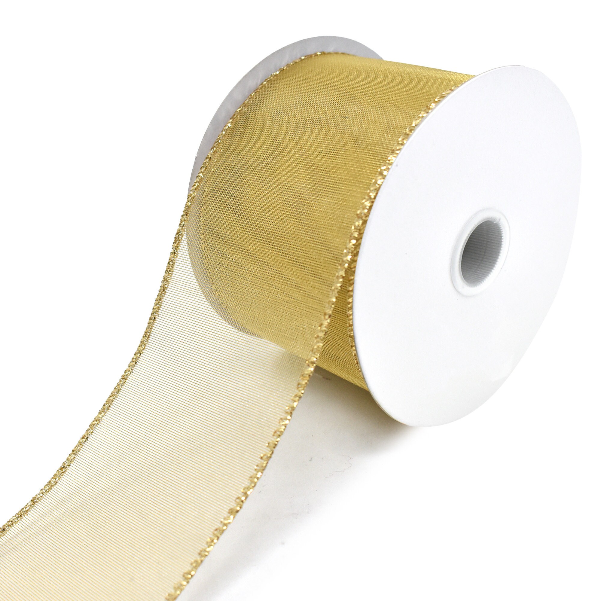Metallic Gold Wired Ribbon - 2.5 Online Ribbon - May Arts Ribbon