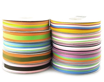 Rainbow Striped Grosgrain Ribbon, 5/8-inch, 25-yard