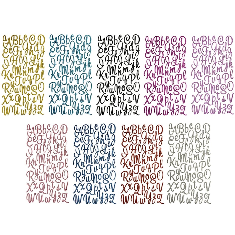 Glitter Cursive Alphabet Letter Stickers, 1-inch, 50-count - Etsy
