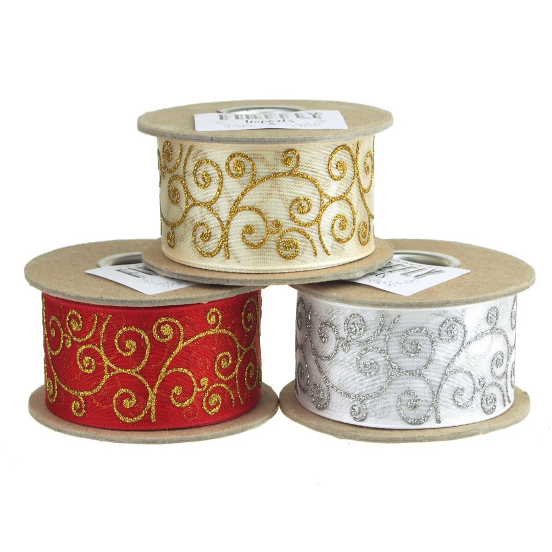 Glitter Swirl Satin Ribbon Wired Edge, 1-1/2-inch, 9 Yards - Etsy