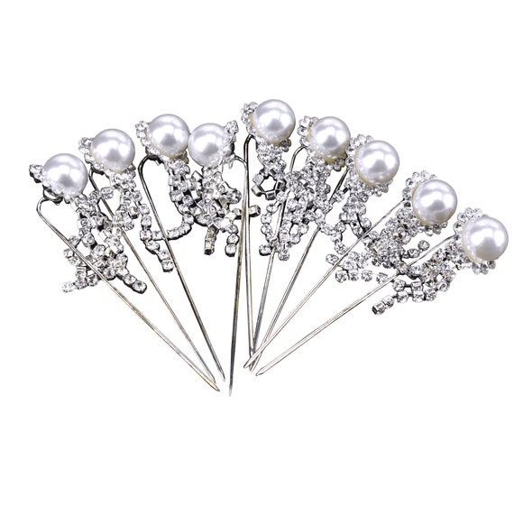 Dangle Rhinestone Pearl Floral Pins, 5/8-inch, 9-count 