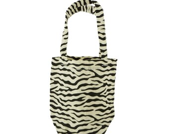 Cotton Zebra Print Tote Bag, 5-Inch