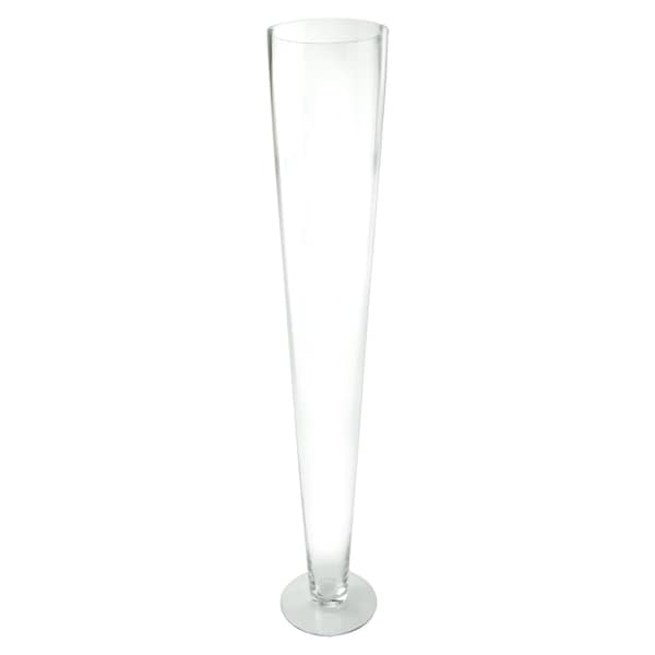 Tall Clear Glass Trumpet Vase, 24-inch