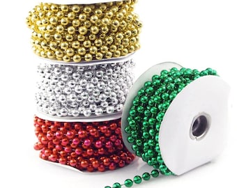 Mot Pearl Plastic Beads Garland Ribbon, 8mm or  5/16-Inch, 10mm or 3/8-Inch