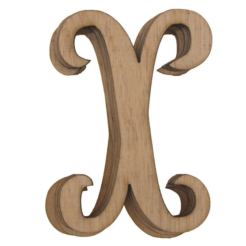 Wooden Cursive Alphabet Letters Natural 3inch 6piece Etsy