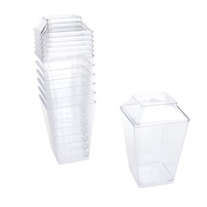 Mini Tall Square Plastic Dessert Cup With Lid 3 3 4 inch 7 count