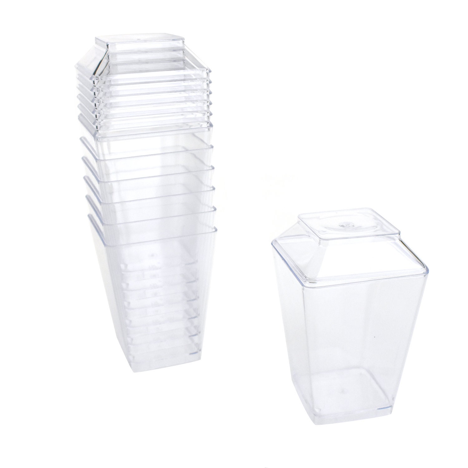 Premium Tall Square Plastic Dessert Cups 3 oz Durable Crystal Clear 50 Count