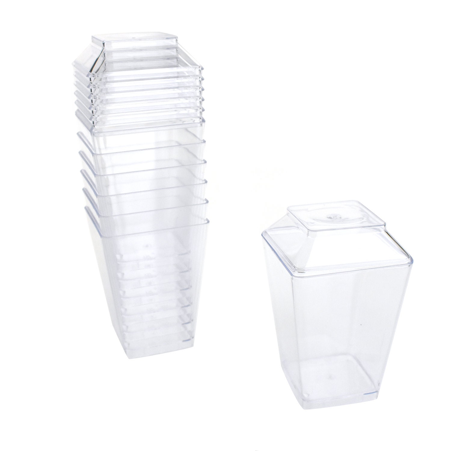 Restaurantware 5 Ounce Disposable Bakery Containers, 100 Rectangle Cake Containers - with Lids, Package Appetizers or Snacks, Clear Plastic Dessert