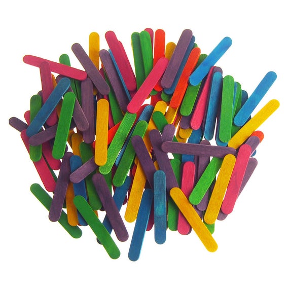 Wooden Craft Popsicle Sticks, Assorted Color, 2-1/2-inch, 100-piece 