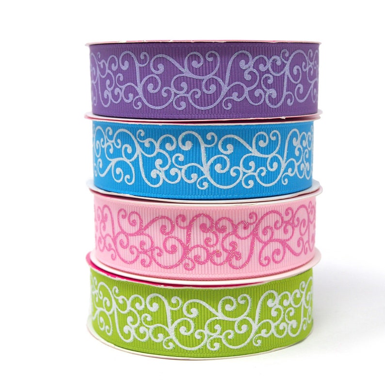 4-Yard 78-Inch Glitter Swirl Grosgrain Ribbon