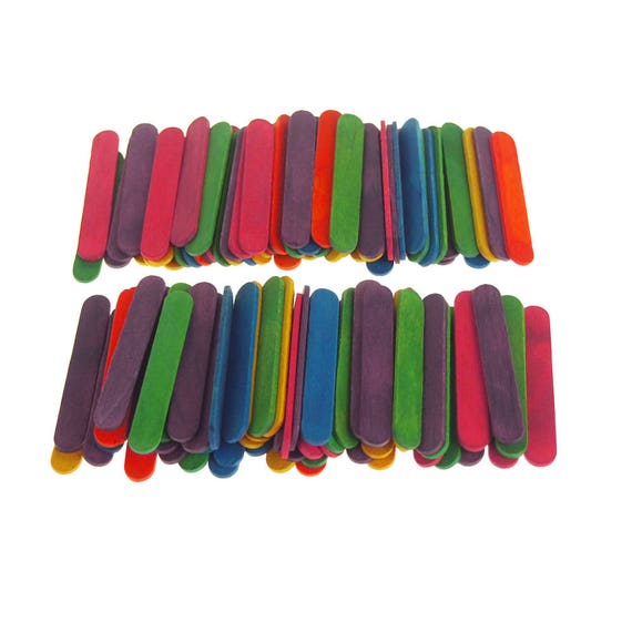 100 pcs New Colored Natural Wood Popsicle Sticks Wooden Craft