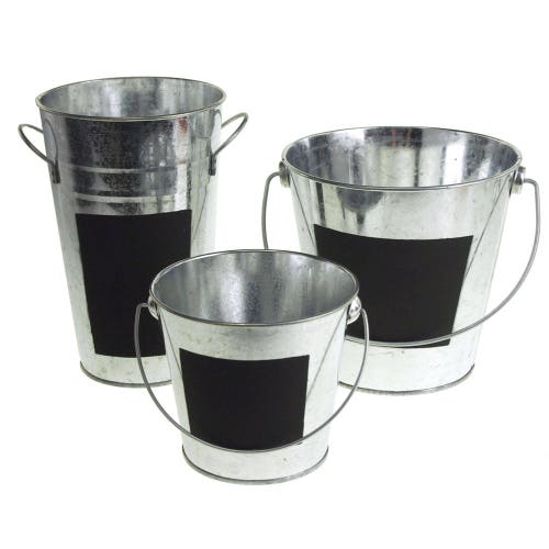 Galvanized Metal Pail Buckets With Chalkboard Label Etsy