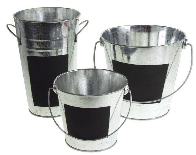 Galvanized Metal Pail Buckets With Chalkboard Label Etsy